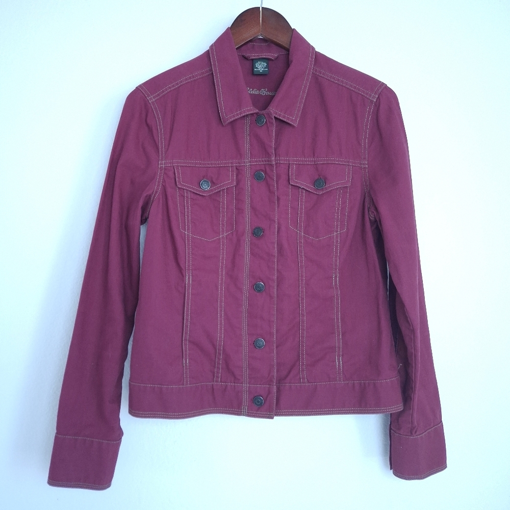Eddie Bauer Linen Blend Trucker Jean Jacket Size M